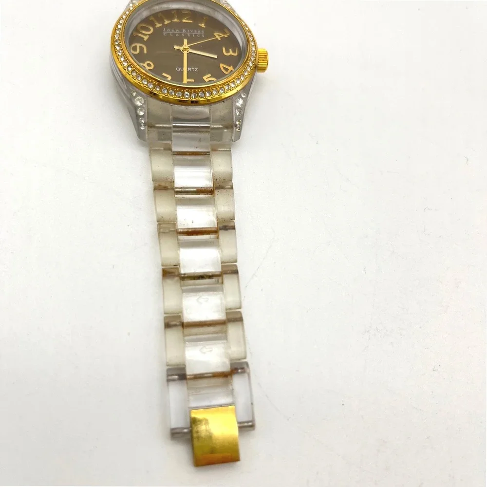 Joan Rivers Classics Women's Gold Tone Rhinestone‎ Bezel Quartz Watch READ!